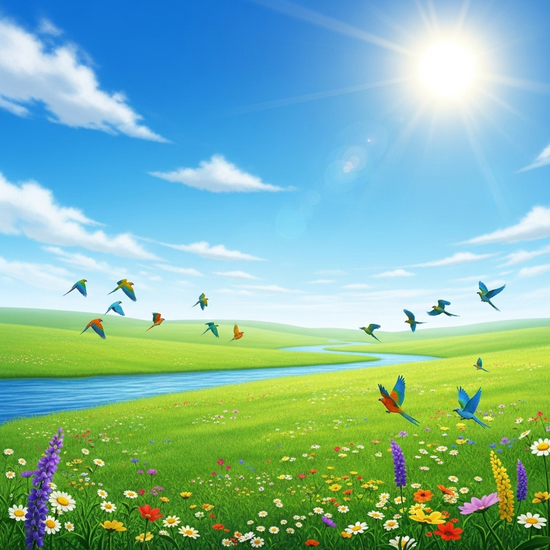 Harmony and Freedom in a Lush Meadow Landscape