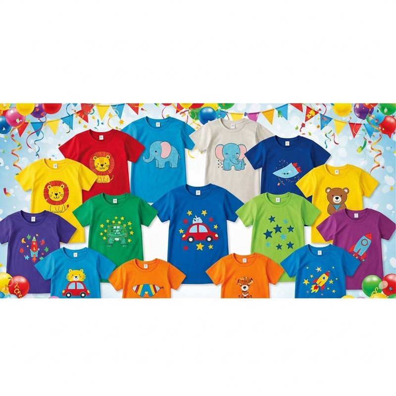Kids T-Shirt Set - Colorful Designs in Various Sizes