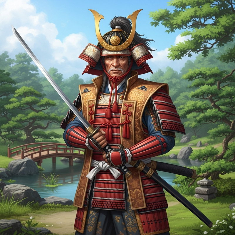 Samurai Master in Traditional Attire | East Asian Warrior Samurai Master in Traditional Attire | East Asian Warrior