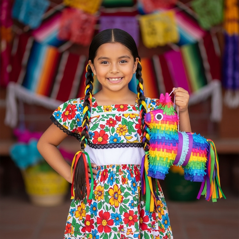 Mexican Girl in Traditional Attire | Festive Cultural Celebration Mexican Girl in Traditional Attire | Festive Cultural Celebration