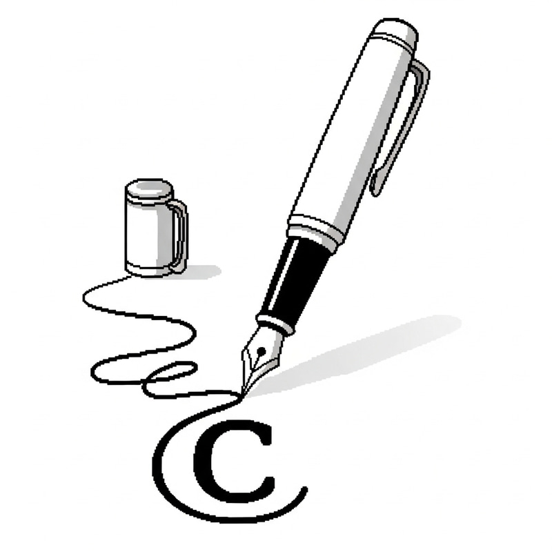 Stylized Black and White Fountain Pen Drawing Copyright Illustration Stylized Black and White Fountain Pen Drawing Copyright Illustration