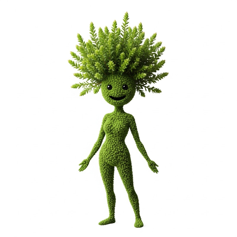 Whimsical Samphire Cartoon Character: Skinny Figure with Human-like Features Whimsical Samphire Cartoon Character: Skinny Figure with Human-like Features