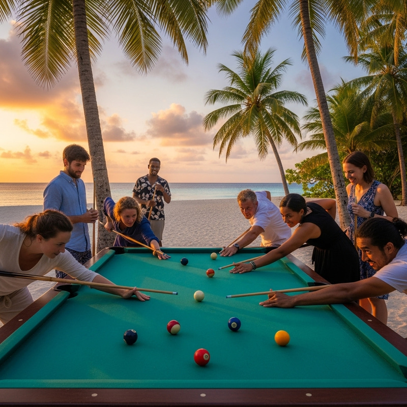 Islanders Enjoying Billiards on a Tropical Island Islanders Enjoying Billiards on a Tropical Island
