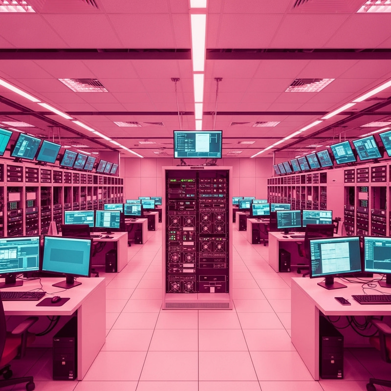 Expansive Server Room with Modern Mining Setup