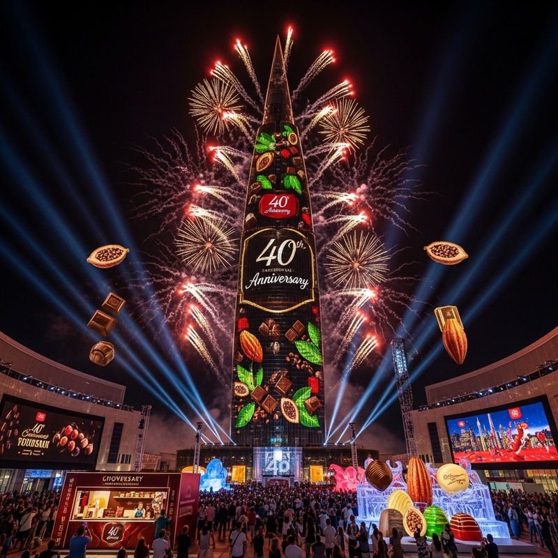 Patchi Chocolate 40th Anniversary | Towering Celebration & Fireworks Display Patchi Chocolate 40th Anniversary | Towering Celebration & Fireworks Display