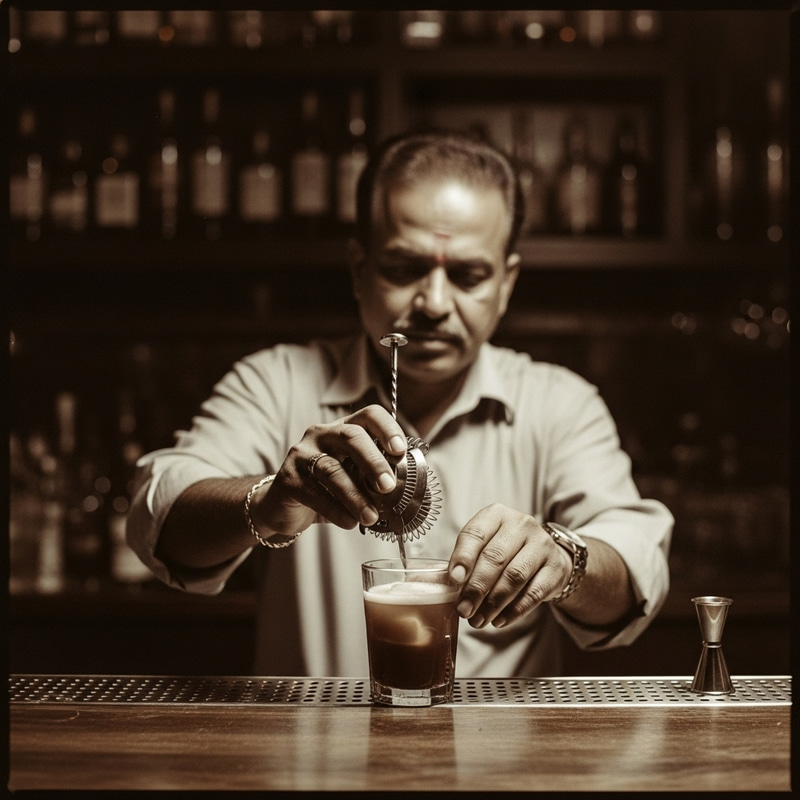 Vintage Sepia Bartender Crafting Hot Toddy | Cocktail Nostalgia Vintage Sepia Bartender Crafting Hot Toddy | Cocktail Nostalgia