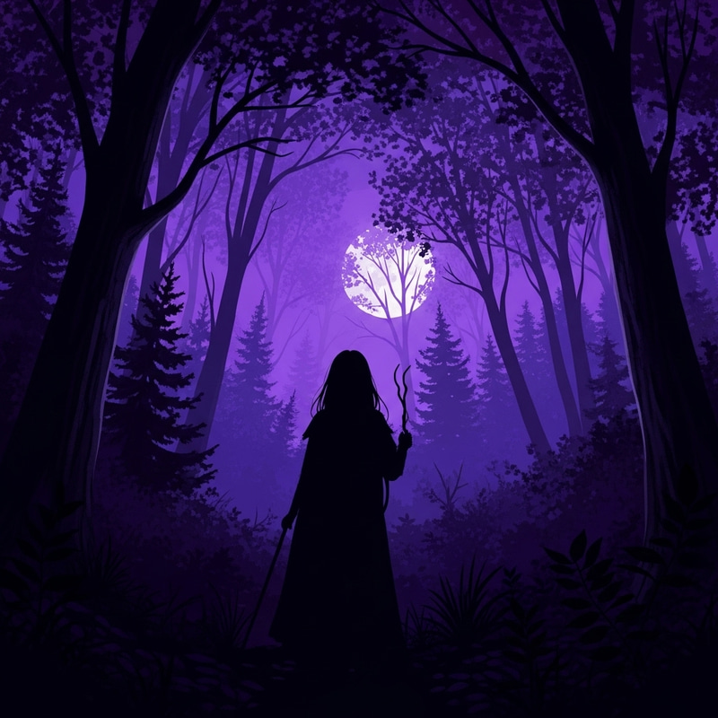 Enchanted Moonlit Forest Silhouette: Mystical Fantasy Enchanted Moonlit Forest Silhouette: Mystical Fantasy