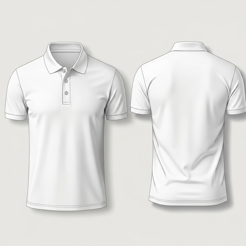 White Polo Shirt Template: Front & Back Design White Polo Shirt Template: Front & Back Design