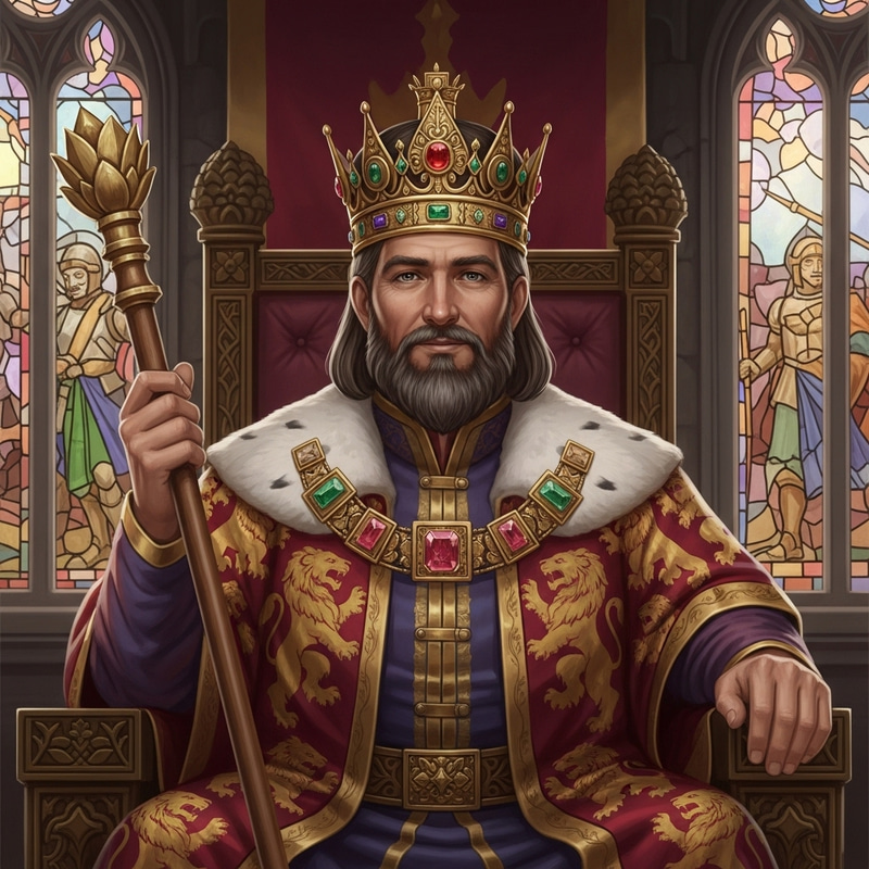 Majestic King Illustration - Monarch in Opulent Attire Majestic King Illustration - Monarch in Opulent Attire