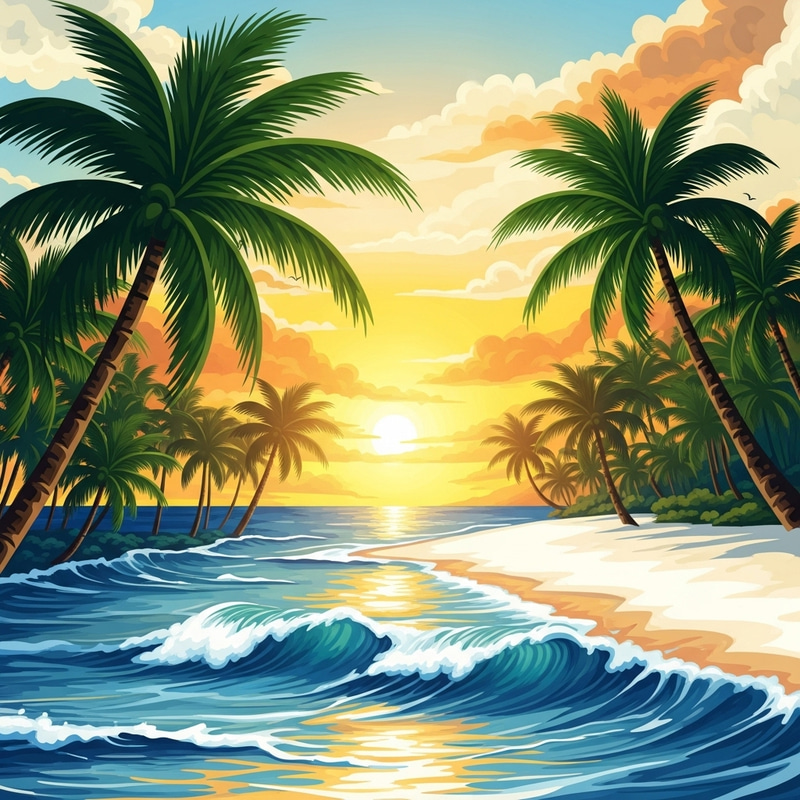 Abstract Tropical Paradise: Vivid Colors of a Dreamy Escape Abstract Tropical Paradise: Vivid Colors of a Dreamy Escape