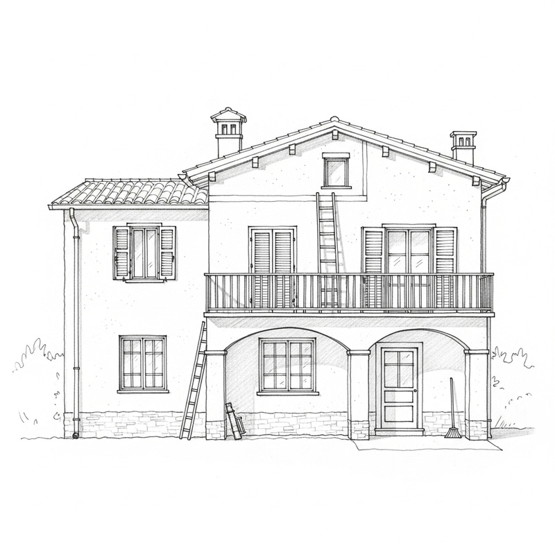 Turnkey Home Renovation in Lucca | Graphite Pencil Sketch Turnkey Home Renovation in Lucca | Graphite Pencil Sketch