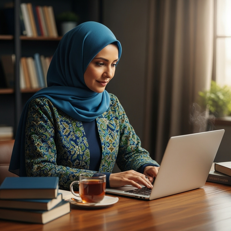 Hijabi Professor at Work | Traditional Batik Outfit