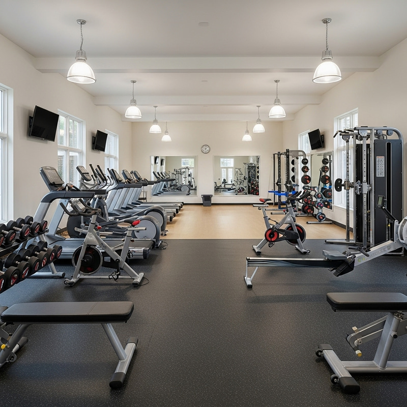 Modern Gym with Diverse Fitness Equipment Modern Gym with Diverse Fitness Equipment