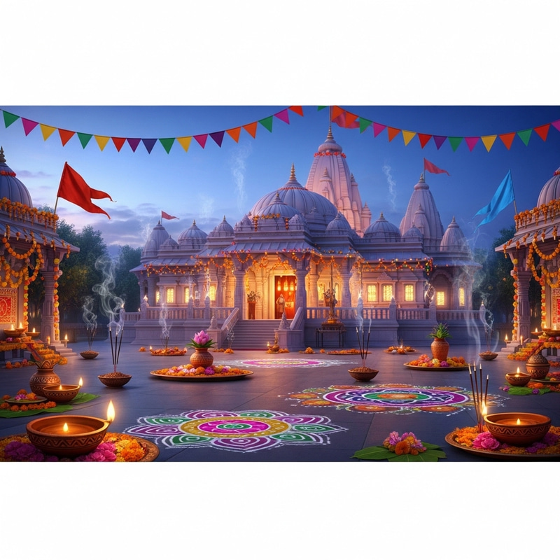 Traditional Indian Festival Temple Setting Traditional Indian Festival Temple Setting