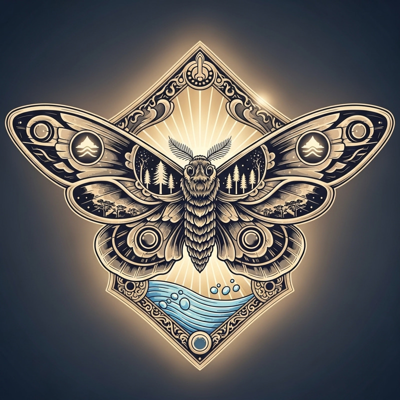 Mythical Mothra Symbol - Exquisite design inspired by giant moth mythology Mythical Mothra Symbol - Exquisite design inspired by giant moth mythology