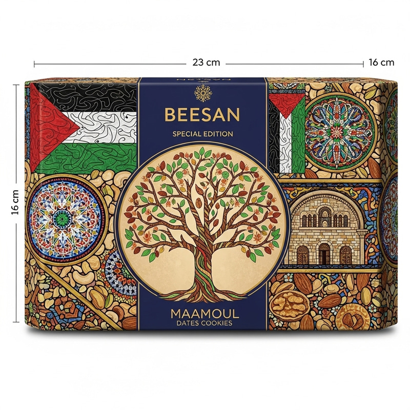 Vibrant Palestinian Maamoul Dates Cookies Packaging Inspired by Cultural Heritage Vibrant Palestinian Maamoul Dates Cookies Packaging Inspired by Cultural Heritage