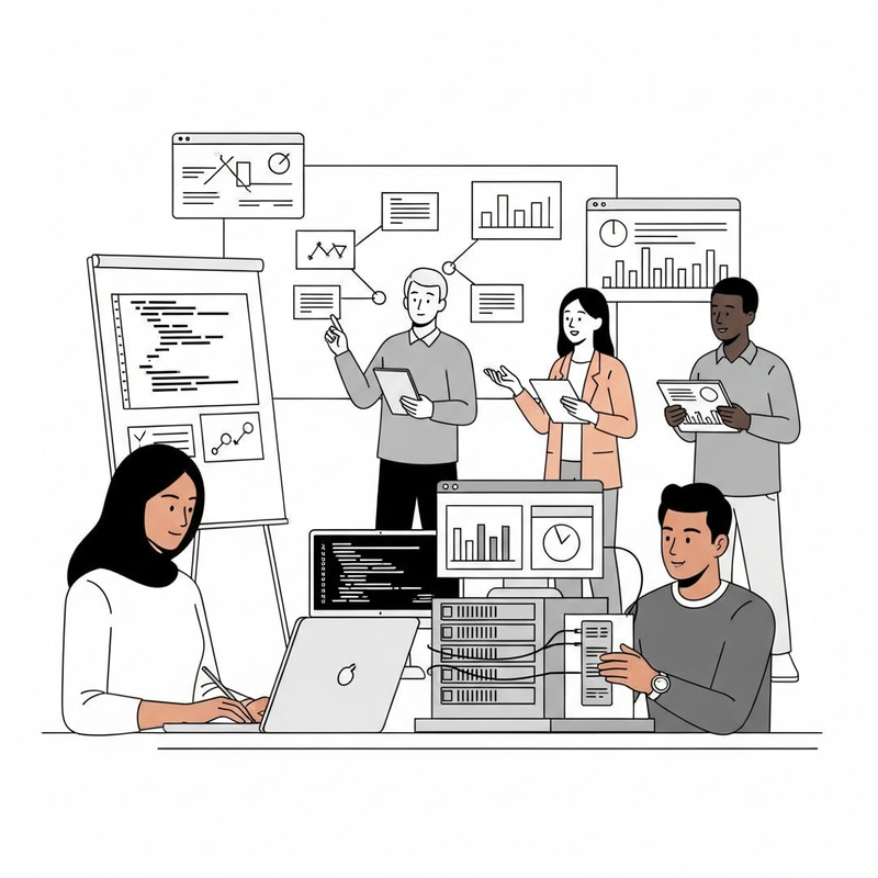 Minimalistic Developers Illustration | Modern Workspace Minimalistic Developers Illustration | Modern Workspace