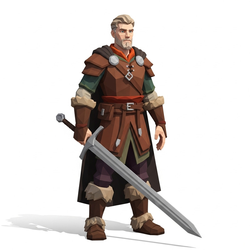 Stylized Game Character | Low-Poly Scandinavian Man - Fantasy Design