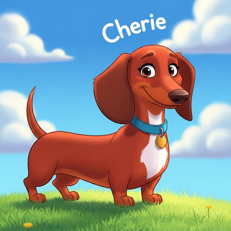 Exuberant Red Dachshund 'Cherie' in Pixar-Style Animation