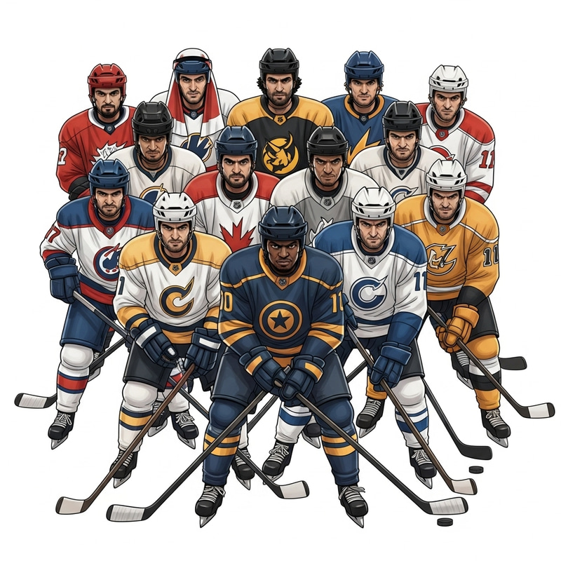 Realistic Hockey Players Illustration | Team Uniforms & Gear