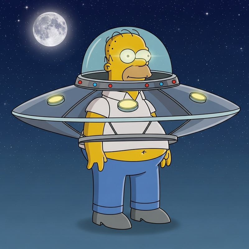 Homero Simpson UFO Transformation - Mystical Encounter in the Night Sky Homero Simpson UFO Transformation - Mystical Encounter in the Night Sky