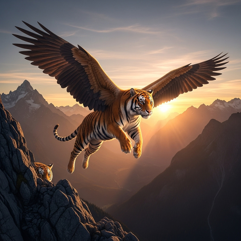 Flying Tiger Overlooking Mountain Range