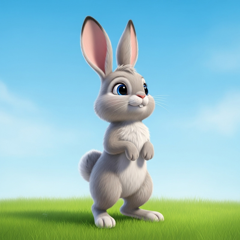 Charming Rabbit Illustration in Meadow | Cute Cartoon Design Charming Rabbit Illustration in Meadow | Cute Cartoon Design