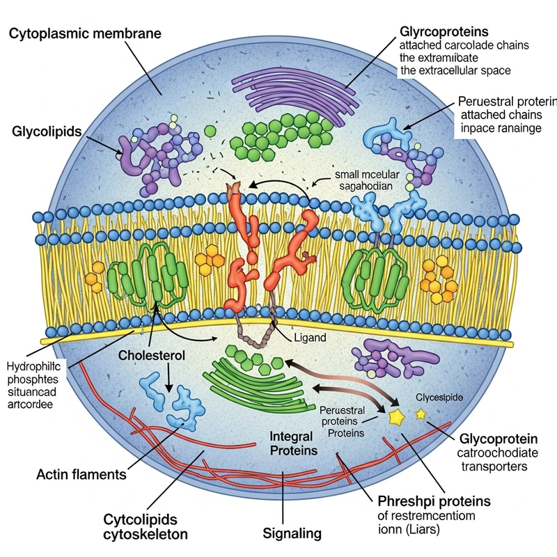 Detailed Illustration of Eukaryotic Cell Cytoplasmic Membrane Detailed Illustration of Eukaryotic Cell Cytoplasmic Membrane