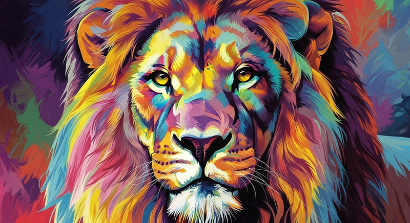 Psychedelic Lion Art - Bold & Colorful Digital Painting