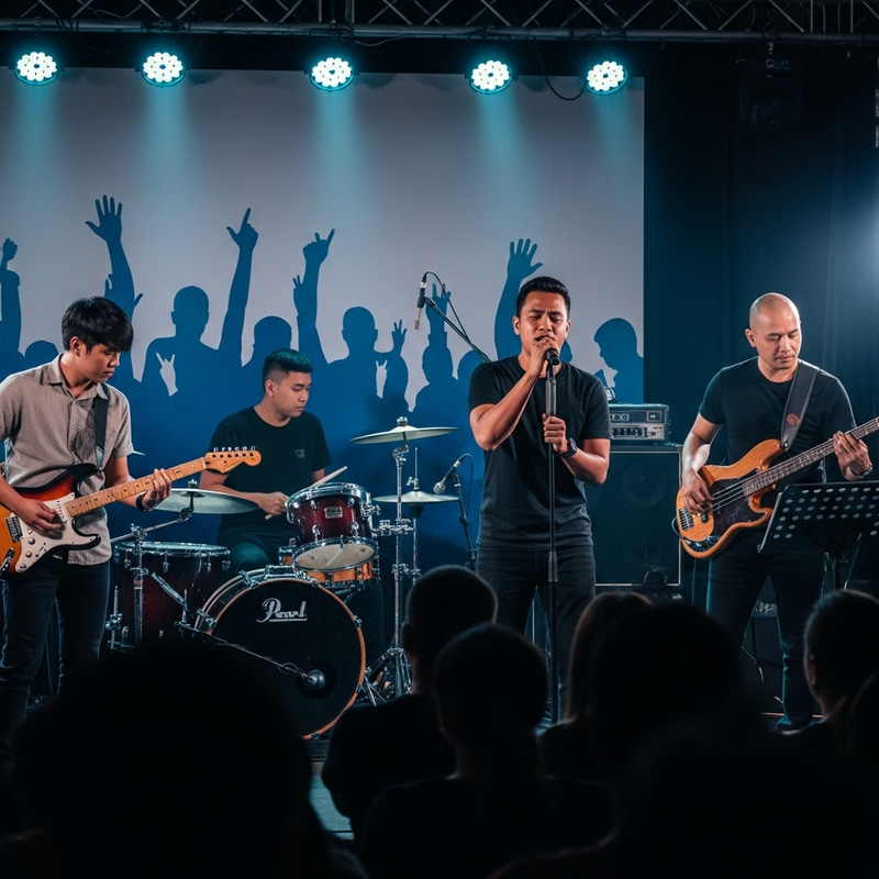 Lively Band Performance on Stage Lively Band Performance on Stage