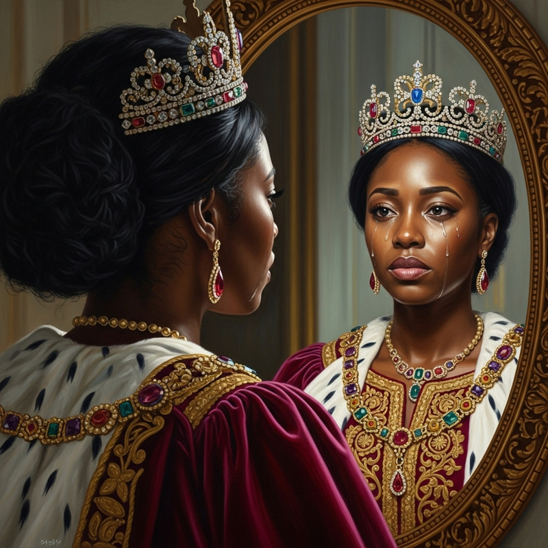 Empowering Portrait of African American Woman as Queen