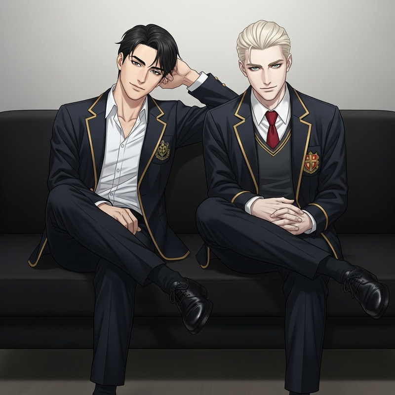 Ben Barnes and Draco Malfoy on Black Sofa Fashion