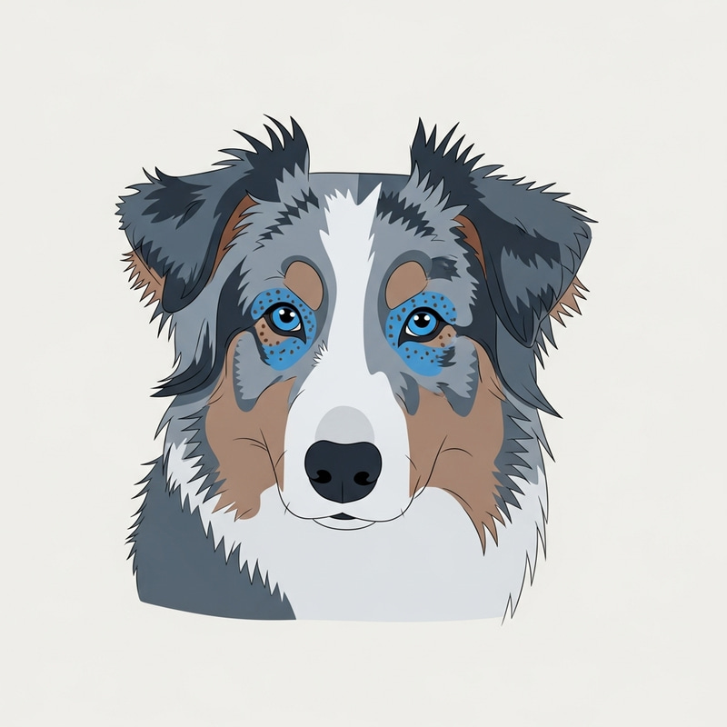 Blue Merle Australian Shepherd Minimalistic Drawing
