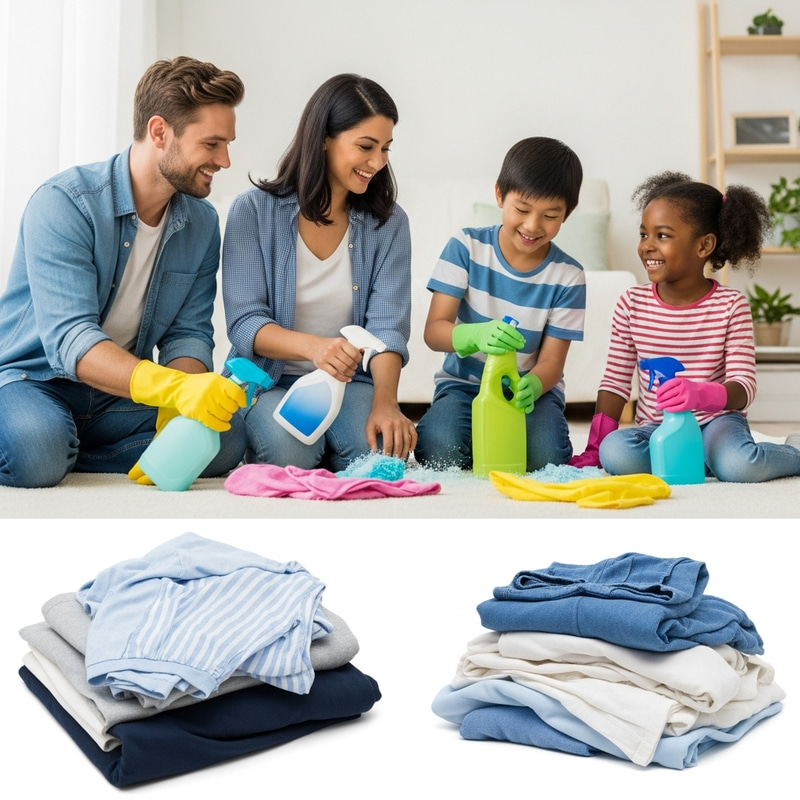 Happy Family Cleaning Clothes | Eco-Friendly Household Chemicals Happy Family Cleaning Clothes | Eco-Friendly Household Chemicals