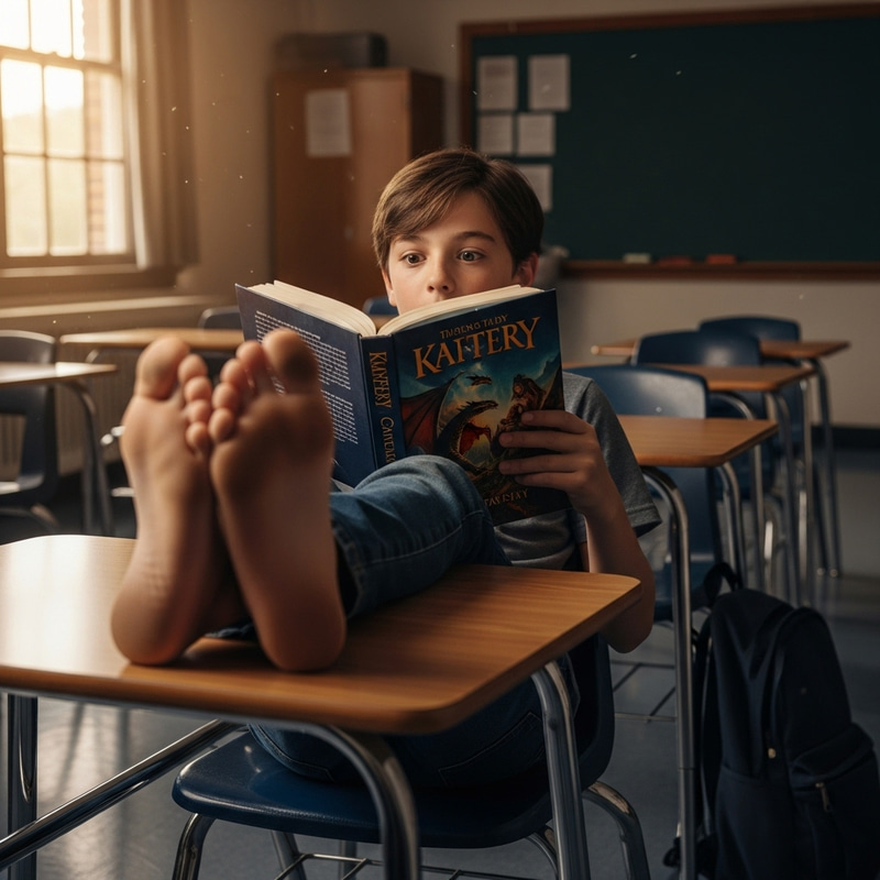 Captivating Middle School Boy Lost in Fantasy World