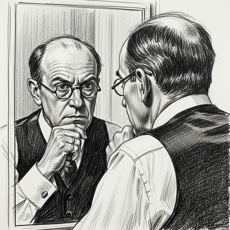 Niels Bohr Contemplates Reflection | Vintage Physicist Style Niels Bohr Contemplates Reflection | Vintage Physicist Style