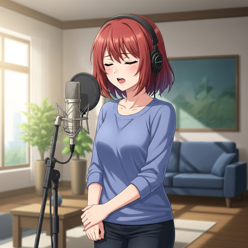 Passionate Anime Girl Singing with Red Hair | ANIMEXYZ Passionate Anime Girl Singing with Red Hair | ANIMEXYZ