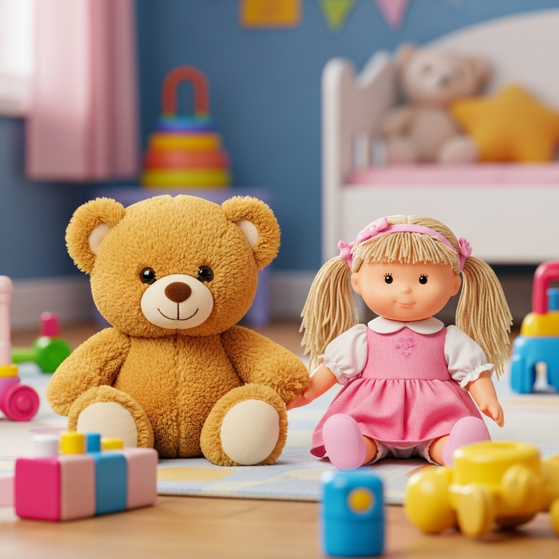 Teddy Bear and Doll Holding Hands - Adorable Moments Teddy Bear and Doll Holding Hands - Adorable Moments