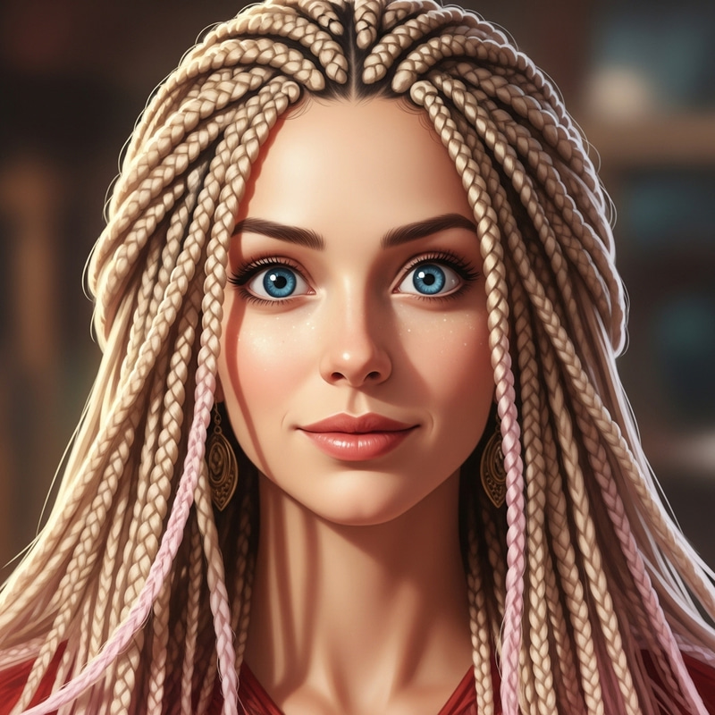 Blonde Braids with Pink & Blue: Enchanting Beauty Blonde Braids with Pink & Blue: Enchanting Beauty