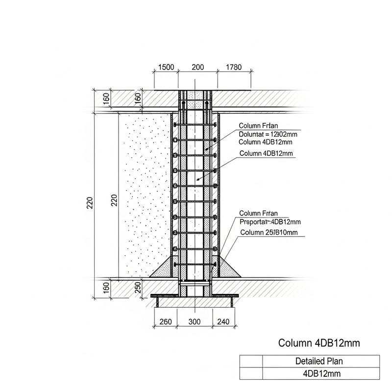 Detailed Structural Plan: Column 4db12mm in Building Framework Detailed Structural Plan: Column 4db12mm in Building Framework