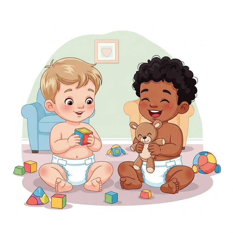 Adorable Boys in Diapers Playing - Cute Kids Image Adorable Boys in Diapers Playing - Cute Kids Image