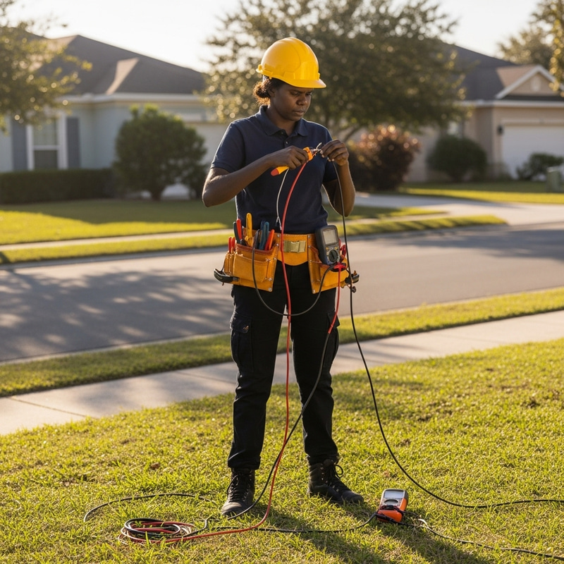 Electrician in Florida Working Outside | Reliable Electrical Services Electrician in Florida Working Outside | Reliable Electrical Services