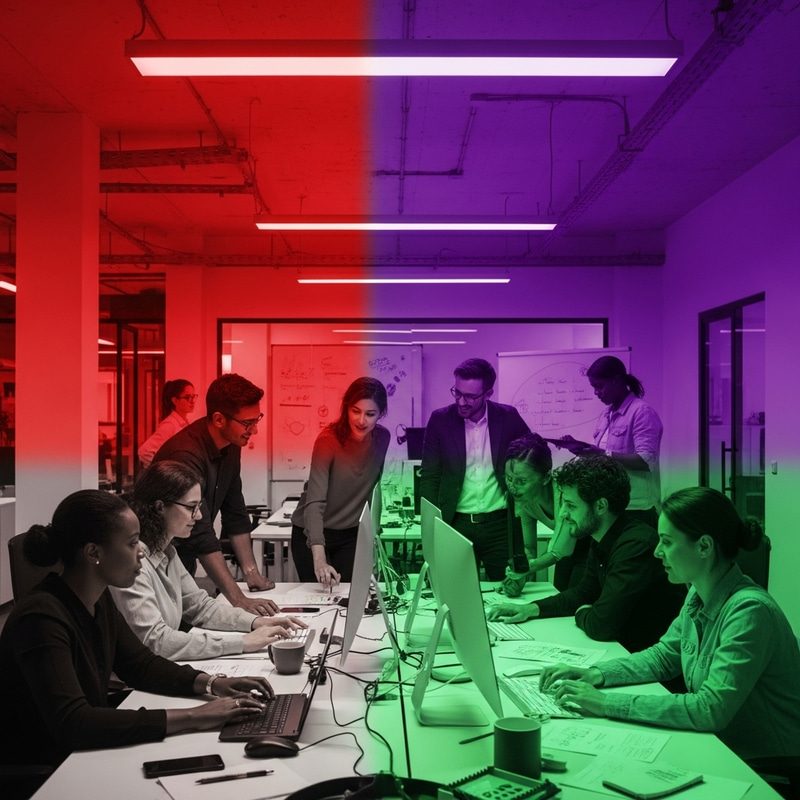 Harmonious Work Environment in Vibrant RGB Shades Harmonious Work Environment in Vibrant RGB Shades