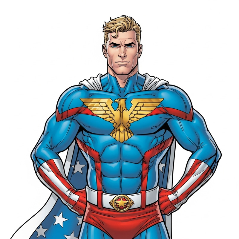 Homelander - Superhero Costume | Blue, Red & Gold Homelander - Superhero Costume | Blue, Red & Gold