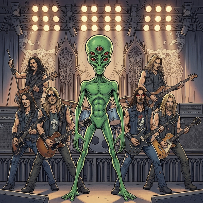 Alien Band Rocks Out with Iron Maiden Squad