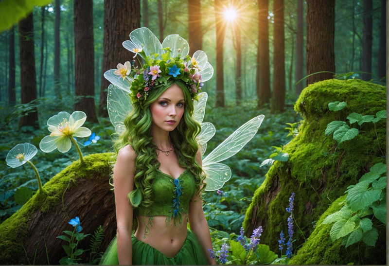 Whimsical Fairy in a Mystical Forest Whimsical Fairy in a Mystical Forest