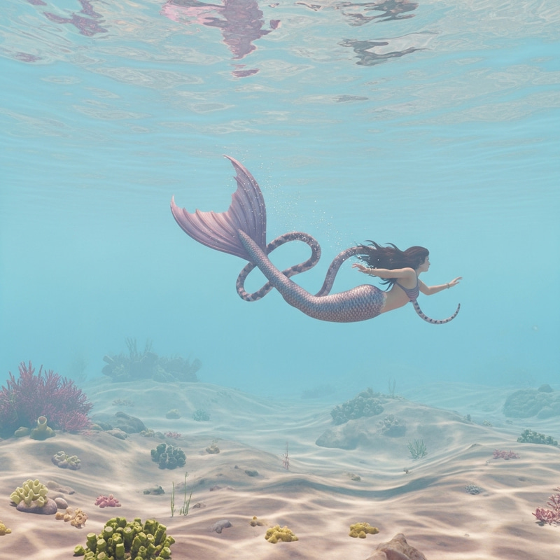 Enchanting Mermaid Swimming in Pastel Underwater Fantasy Enchanting Mermaid Swimming in Pastel Underwater Fantasy