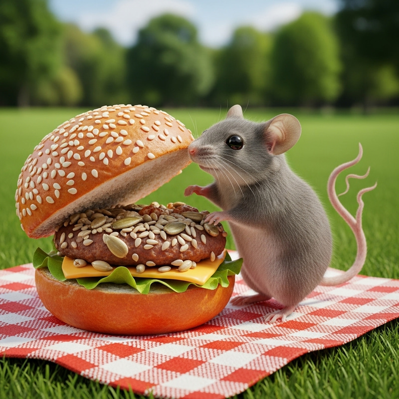 Whimsical Mouse Burger: A Tiny Creature's Feast