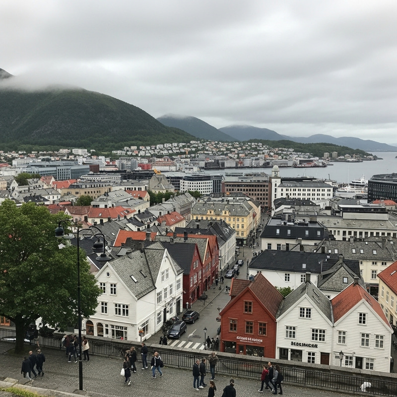 Beautiful Bergen Cityscape with Majestic Mountain Scenery