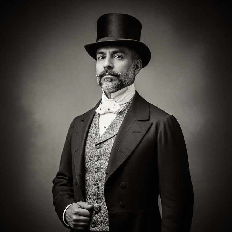 Black and White Victorian Portrait of Hispanic Man Black and White Victorian Portrait of Hispanic Man